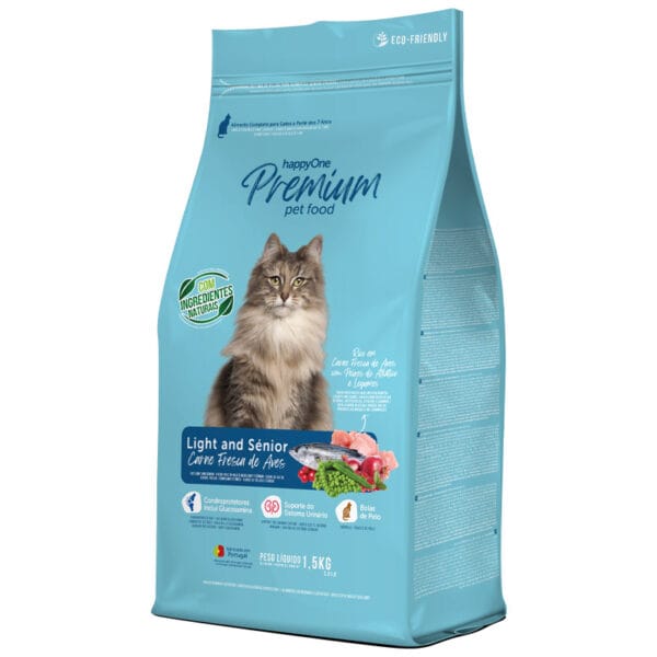 корм для пожилых кошекв happyone premium cat light & senior fresh meat